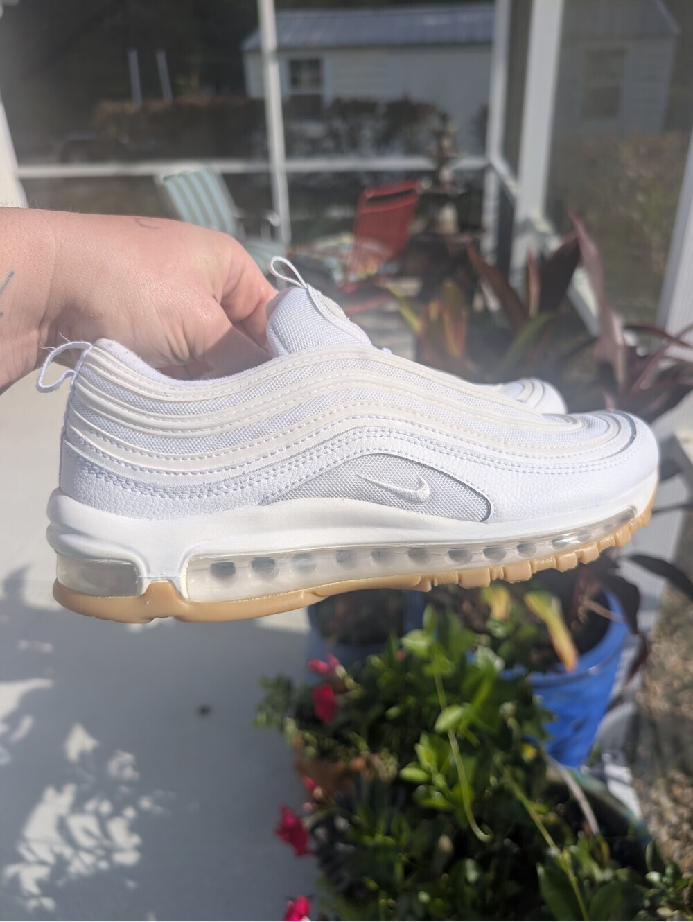 Nike Air Max 97 White Gum Sneakers Men's Size 7.5 DJ2740-100 VERY CLEAN